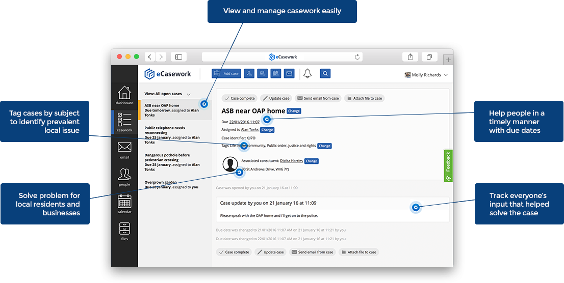 Case management & CRM for councillors eCasework